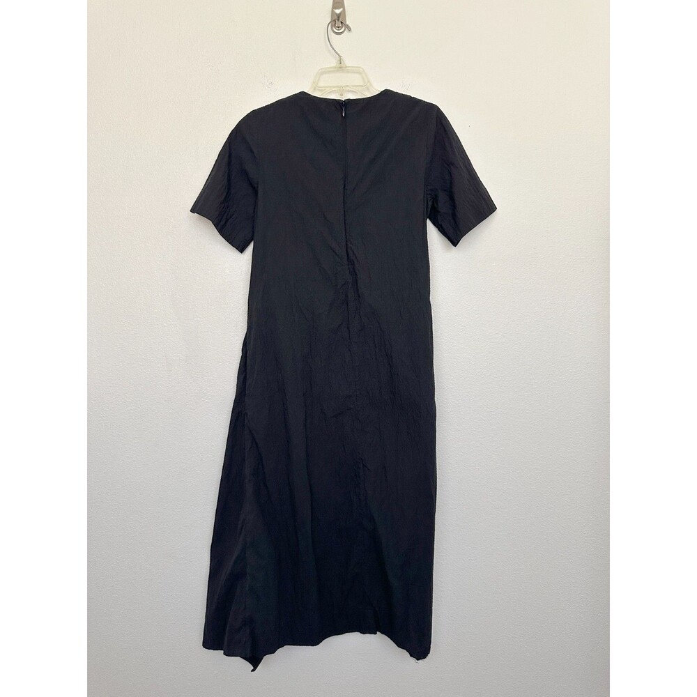 COS Apron Wrap Seersucker Midi Dress Black Tie Minimalist Cotton Women's Size 2 - Picture 10 of 11